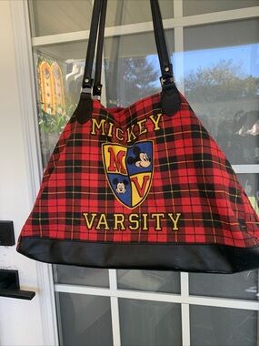 Vintage 90’s Disney Red Plaid Mickey Varsity Bag
